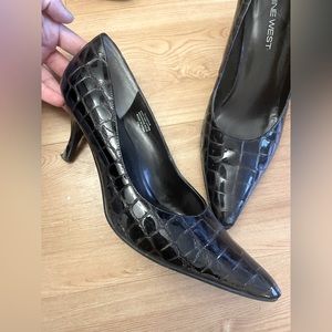 Brown Snakeskin Kitten Heel